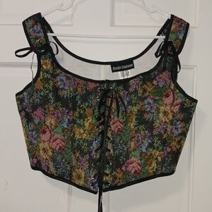 NWT Scarlet Darkness Brocade Corset Top, Semi Crop, Sz 14